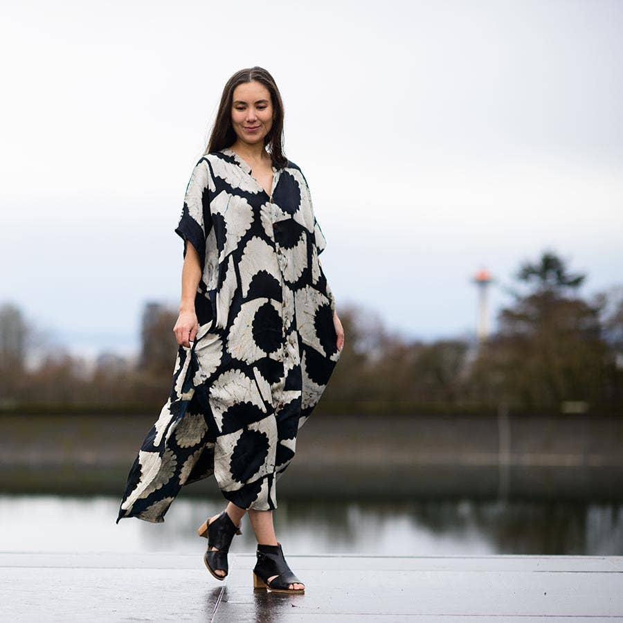 Block print long dress- Sunset