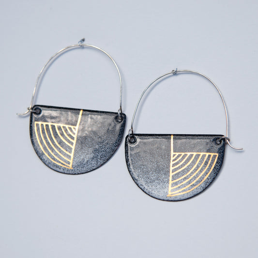 Black Speckled Gradient Deco Hoops