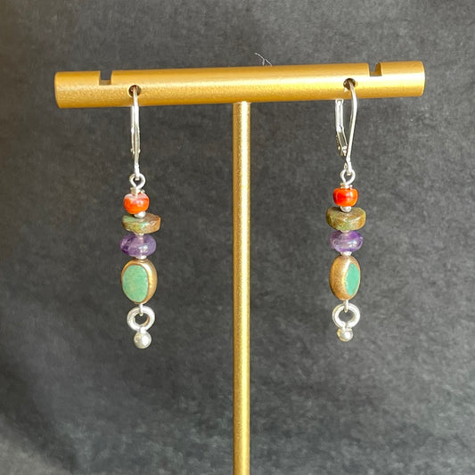 Turquoise multi-stone dangle earrings