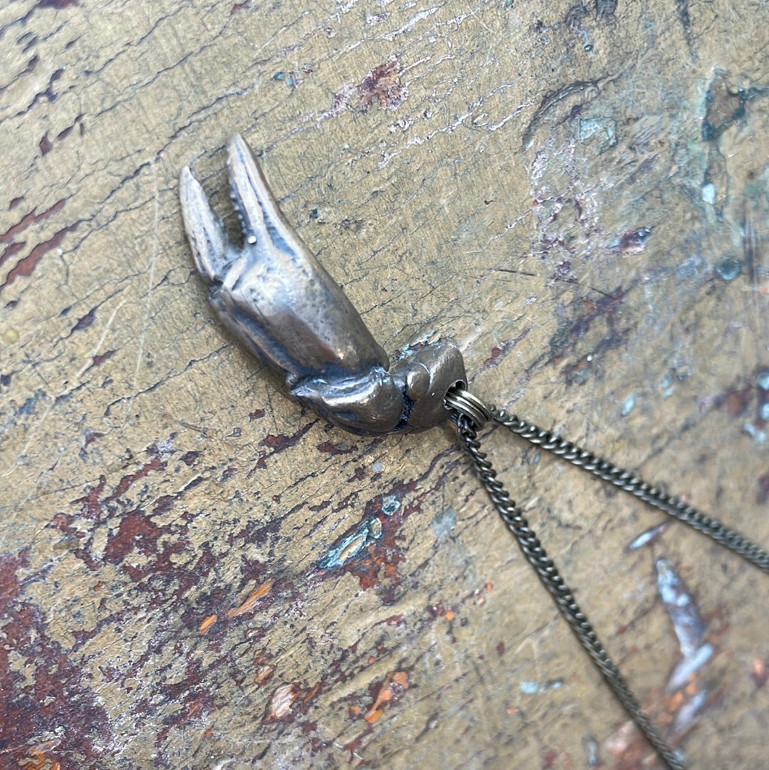 Bronze Cast Crab Claw Pendant