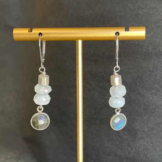 Moonstone and labradorite dangle Earrings