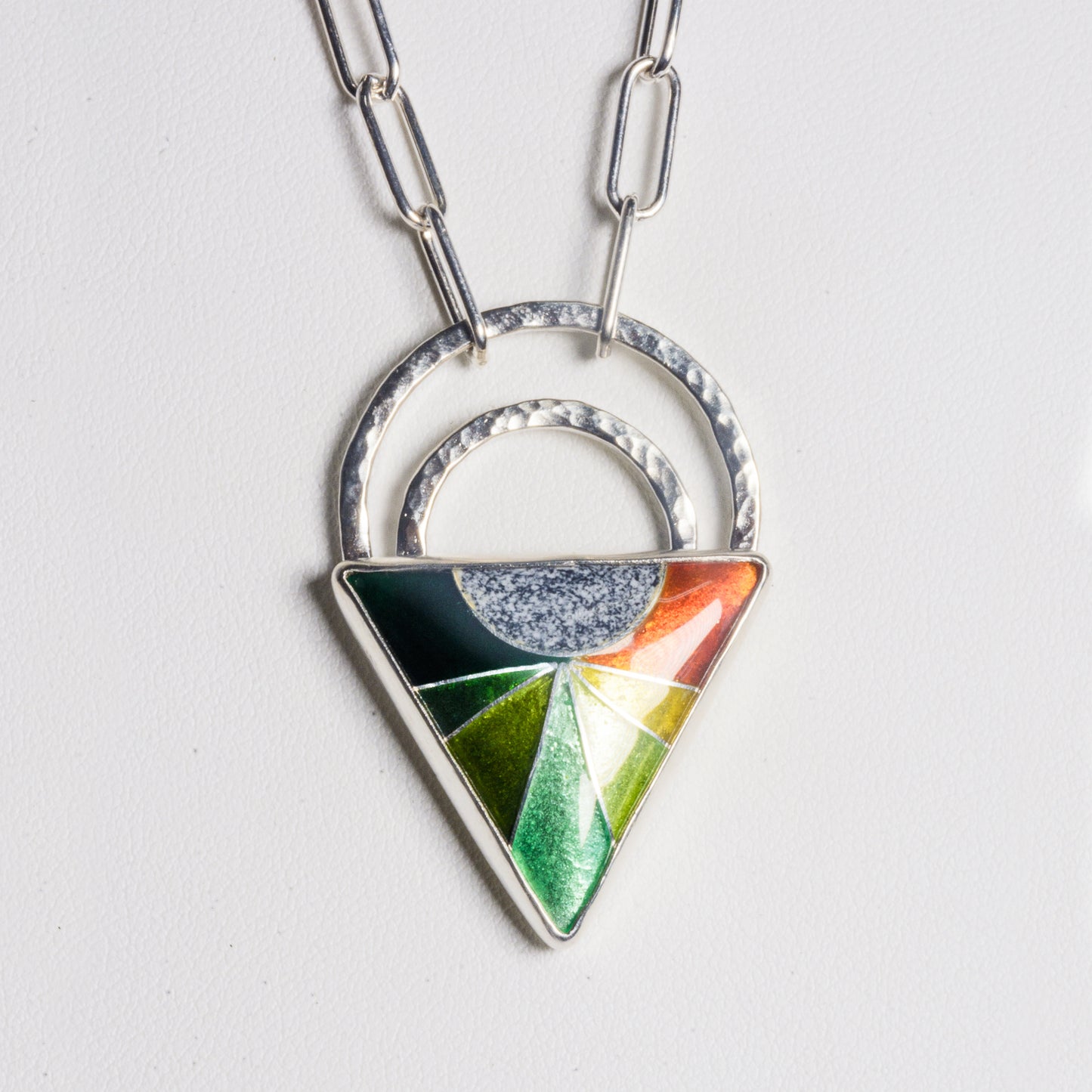 Radial Color Ray Triangle Necklace