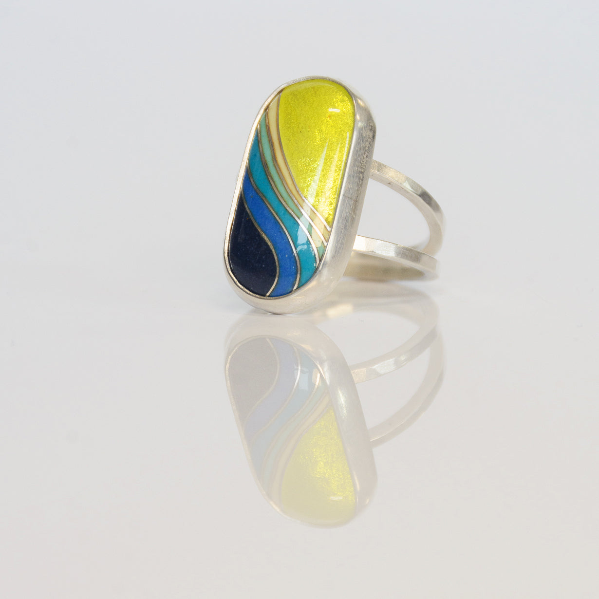 Neon Wavelet Enamel Ring (size 8)