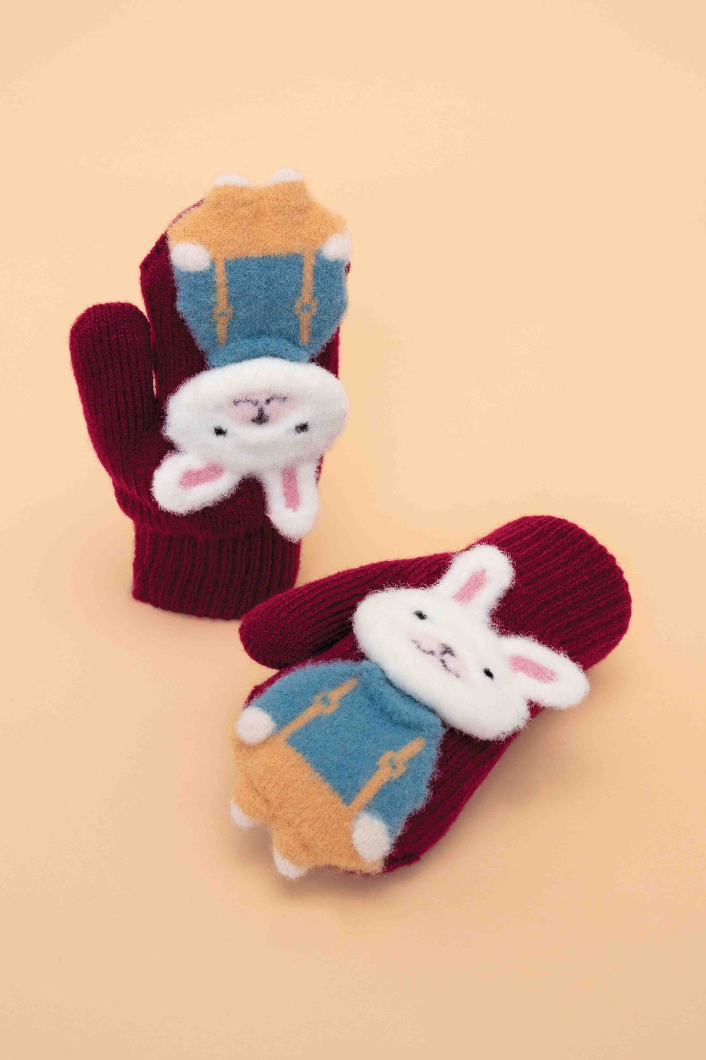 Powder Pals Bunny Mittens - Burgundy