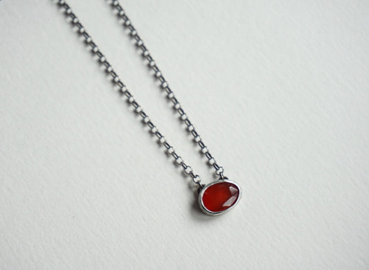 Faceted Carnelian bezel necklace 18"