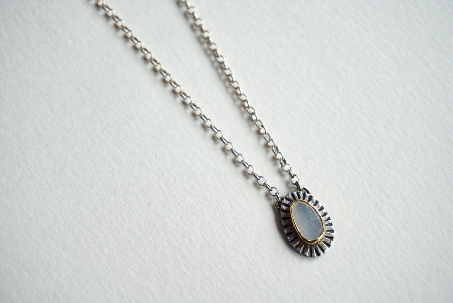 Moonstone with gold and silver necklace 20"