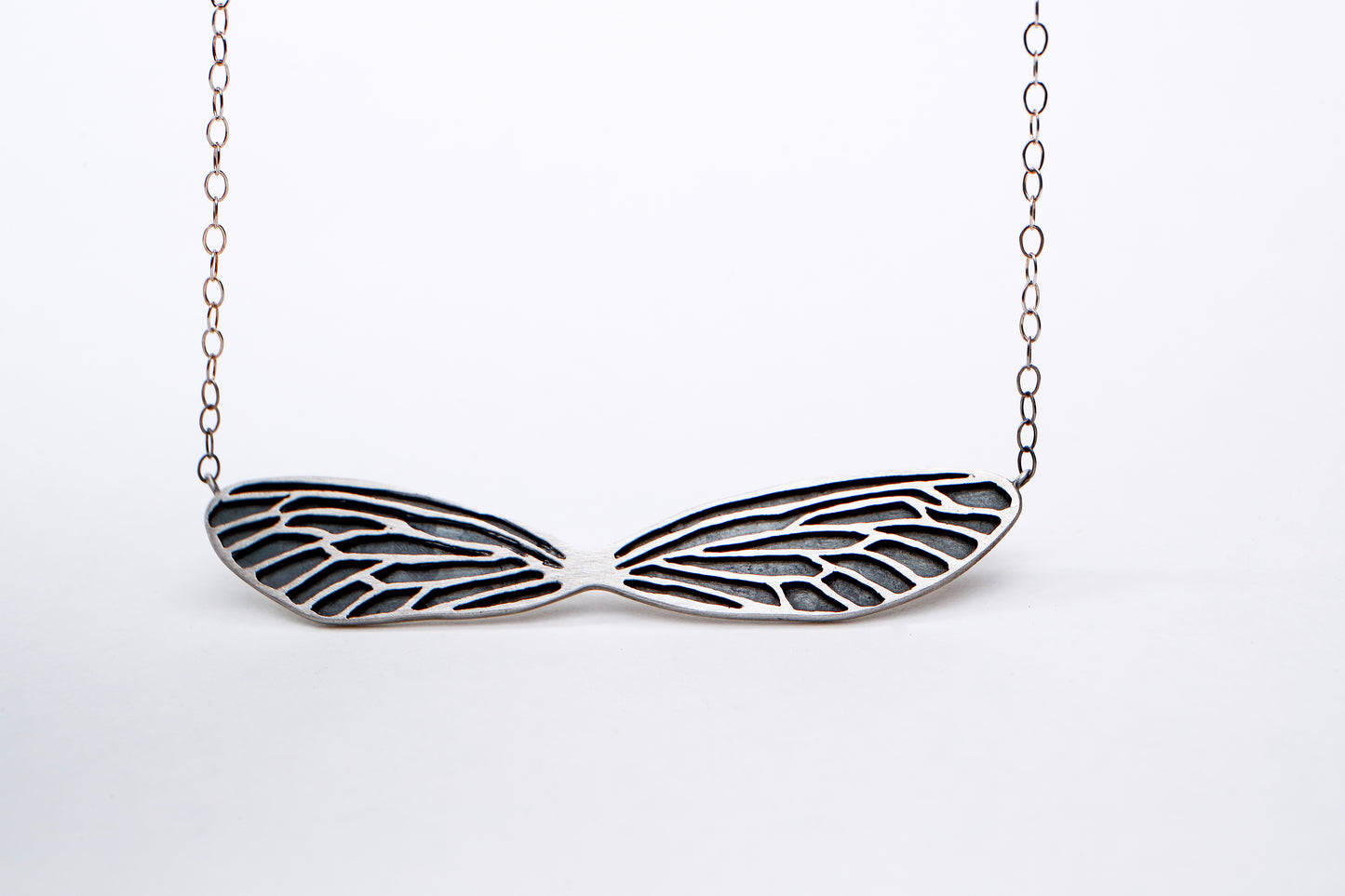 Silver Cicada Wings Necklace