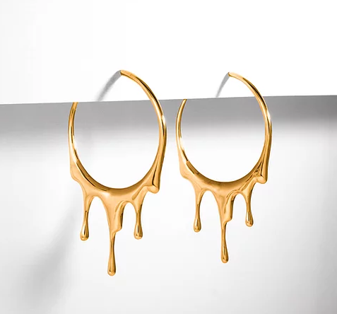 Dripping Circular Hoop Medium-Gold