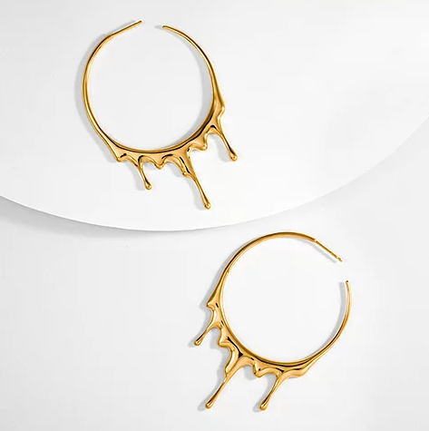 Dripping Circular Hoop Large-Gold