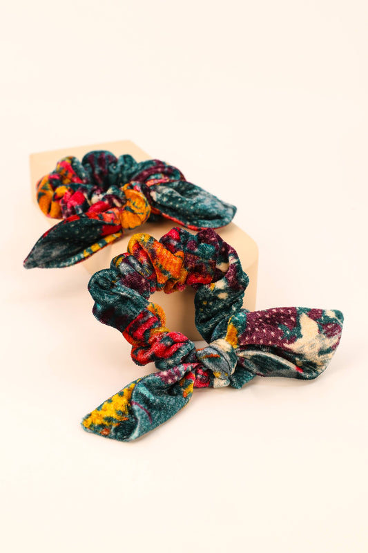 Velvet Forest Foliage Scrunchies