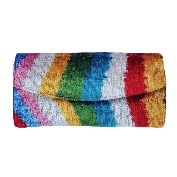 Silk Velvet Ikat “Antrowave” Structured Clutch