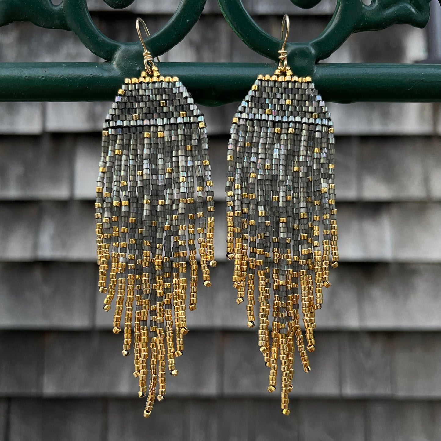 Gold Flecks Charcoal Earrings