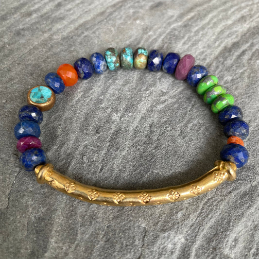 Faceted Lapis Beaded Bracelet