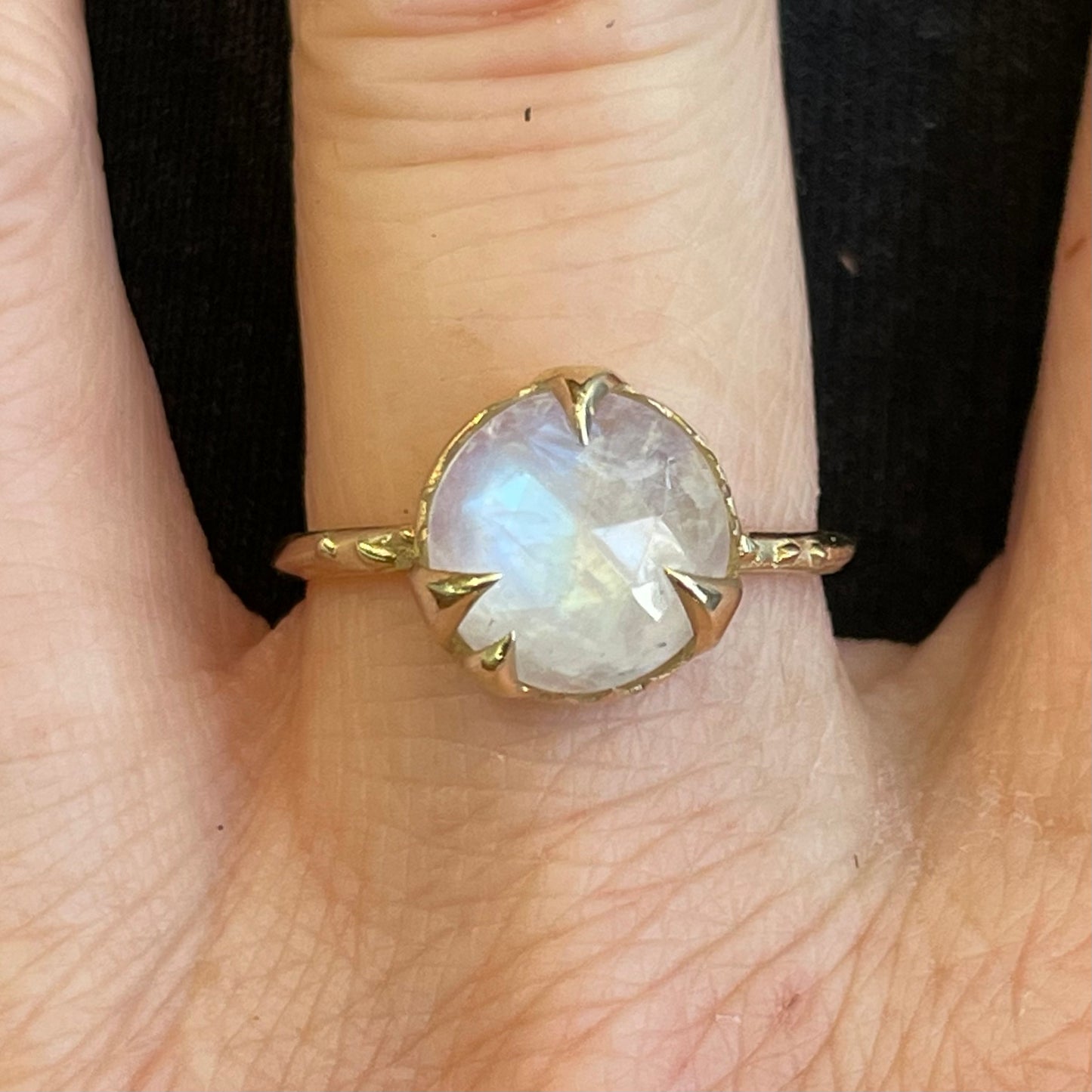 “Mystical Solitaire” moonstone and yellow gold
