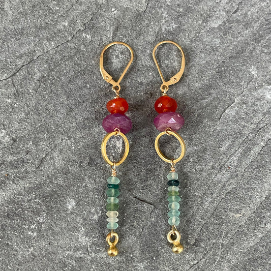 Semi-Precious Dangle Earrings with circles