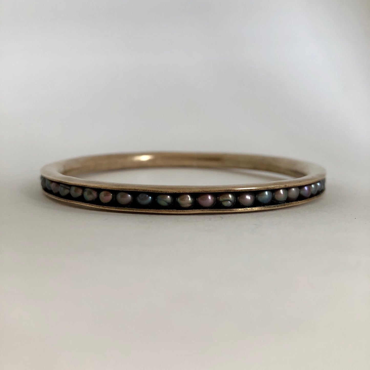 Bronze Bangle Bracelet with pearls